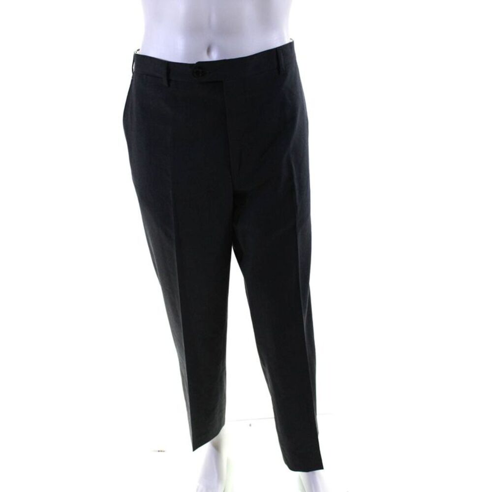 Trussini Men's Button Closure Pockets Straight Leg Dress Pant Gray Size 56